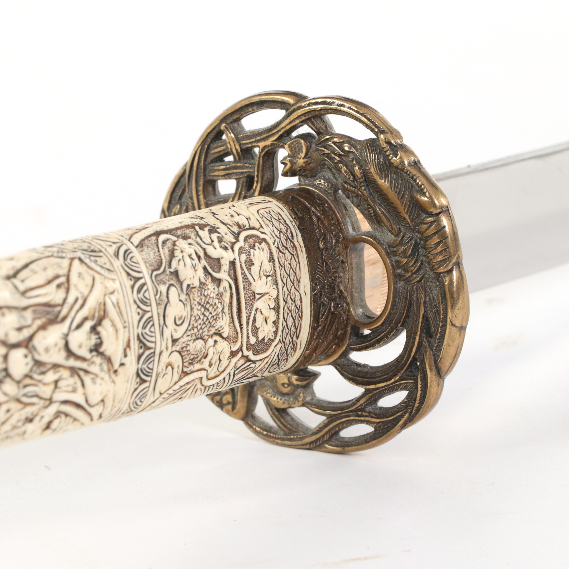 Japanese Katana with Carved Resin Dragon Handle