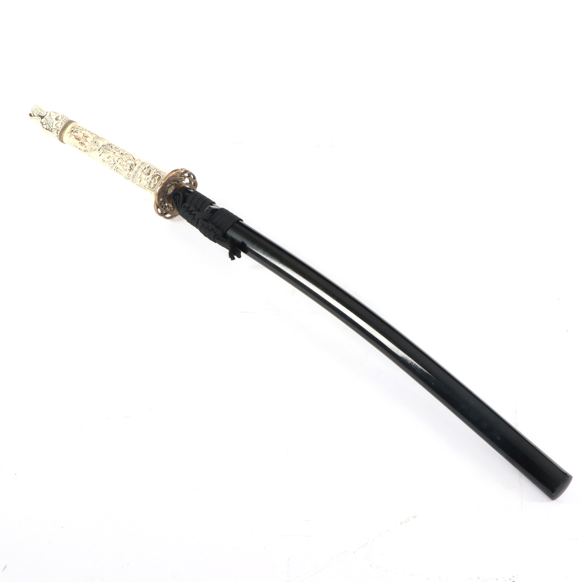 Japanese Katana with Carved Resin Dragon Handle