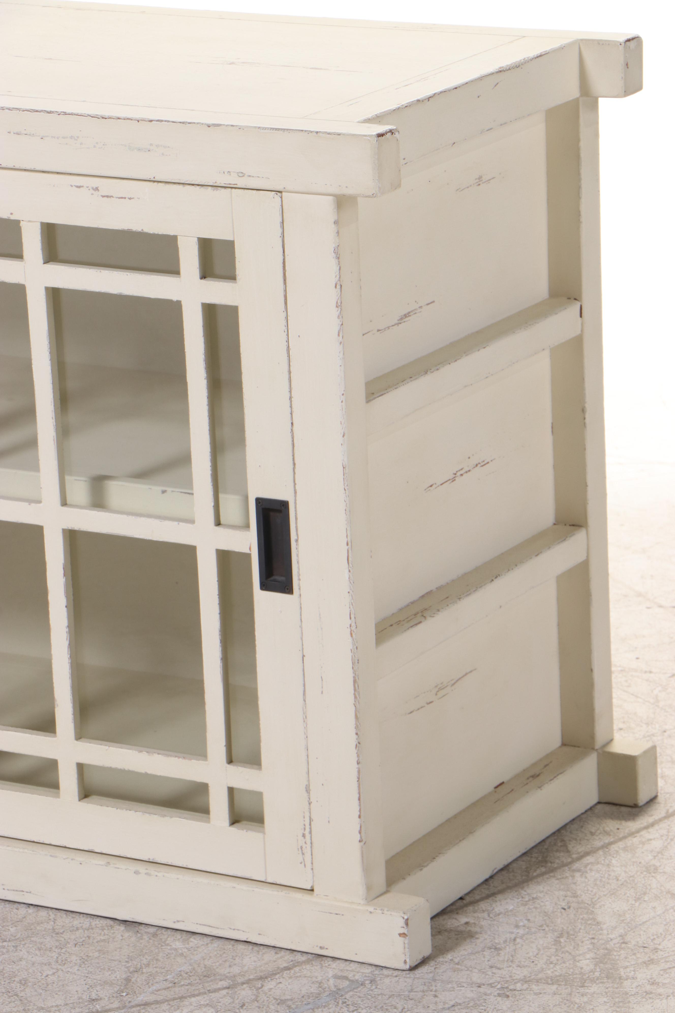 Arhaus Furniture Painted Sliding-Door Media Cabinet