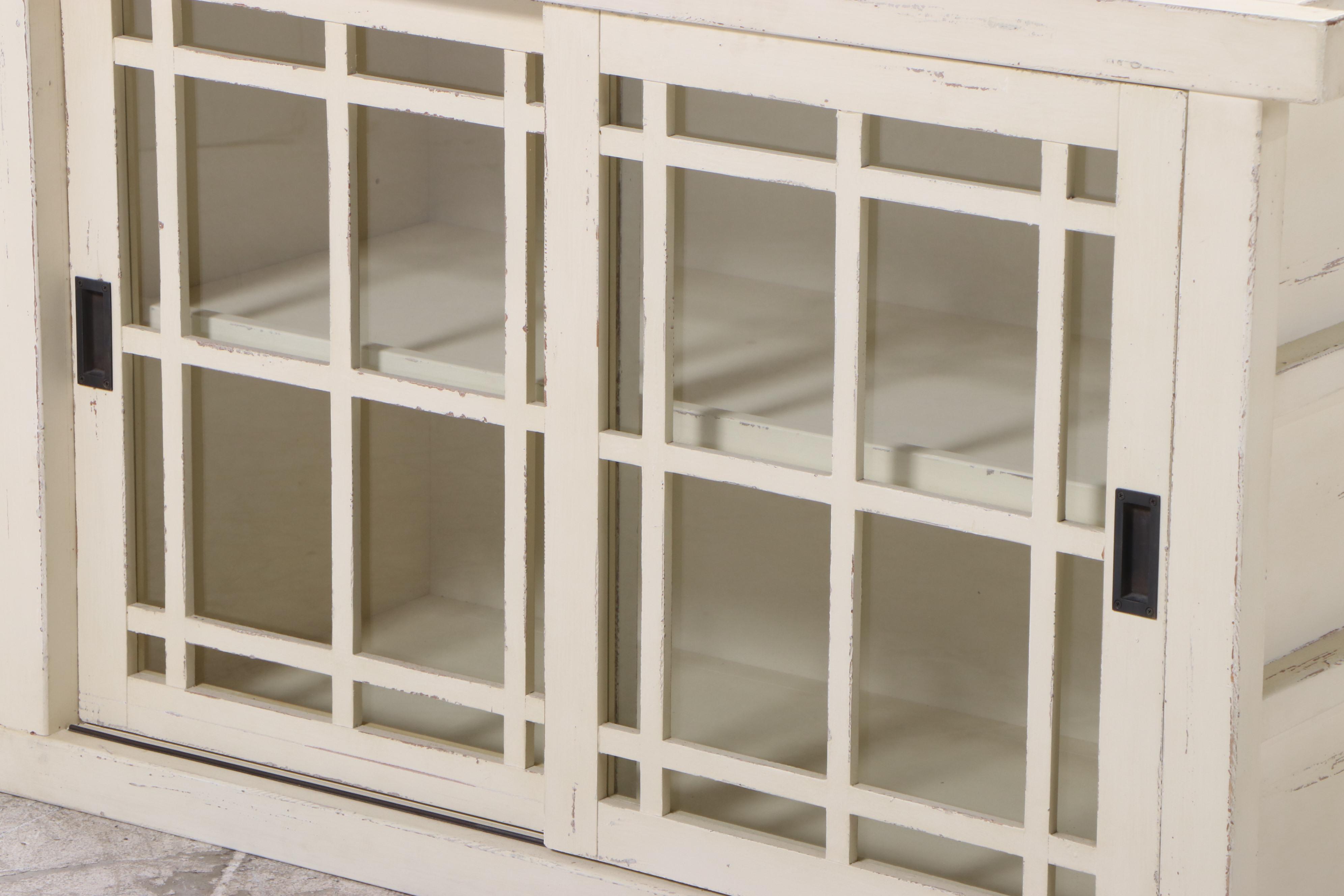 Arhaus Furniture Painted Sliding-Door Media Cabinet