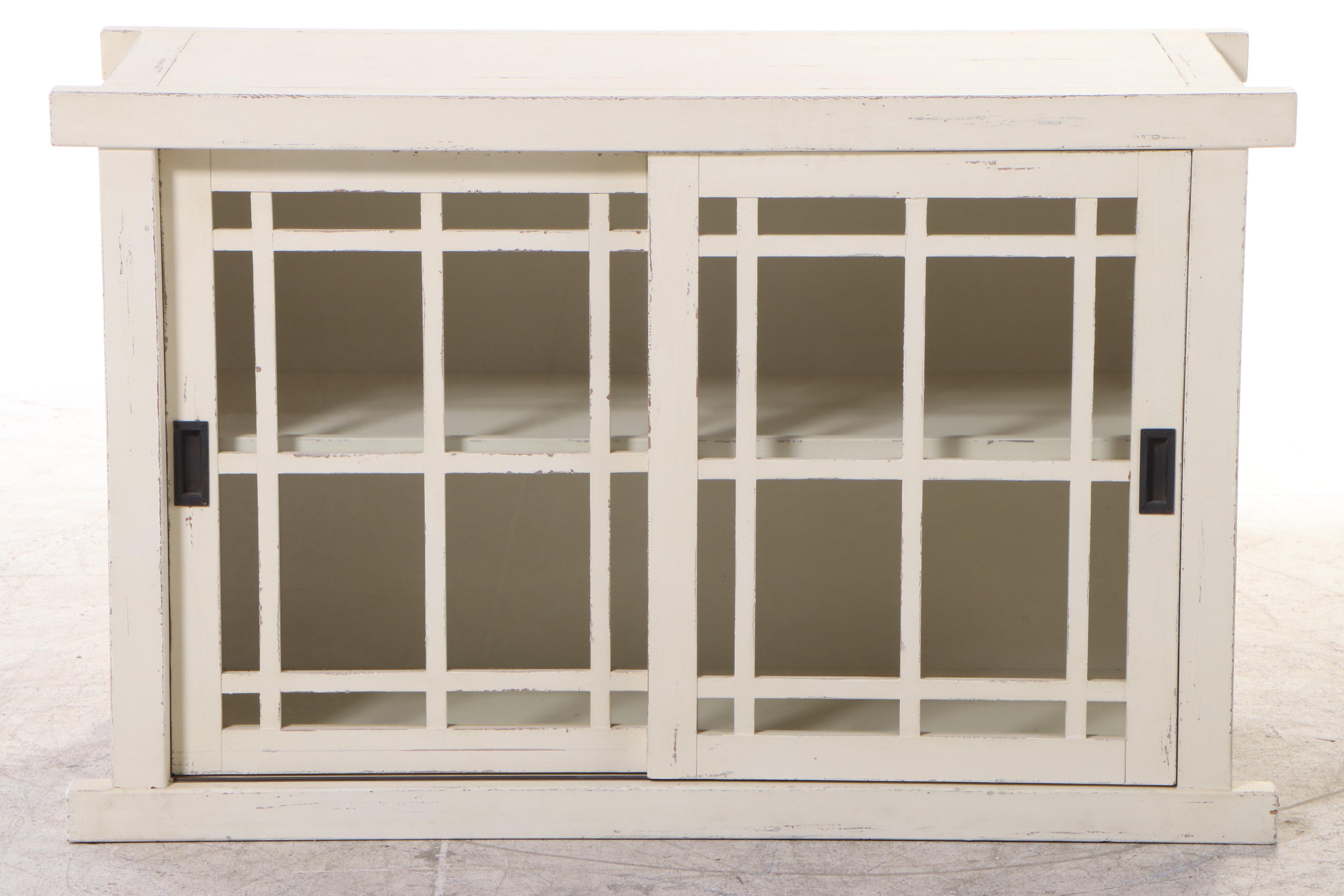Arhaus Furniture Painted Sliding-Door Media Cabinet