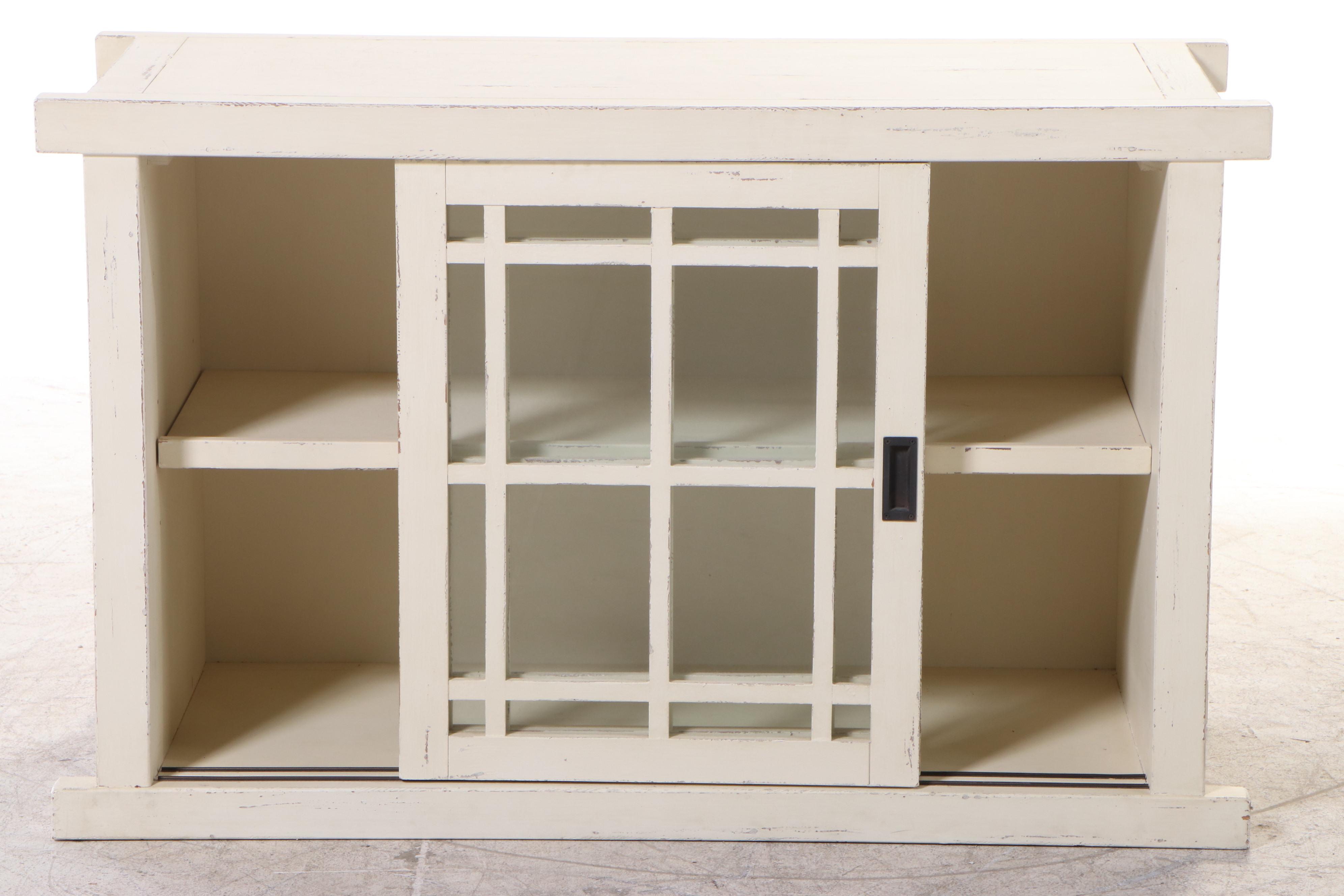 Arhaus Furniture Painted Sliding-Door Media Cabinet