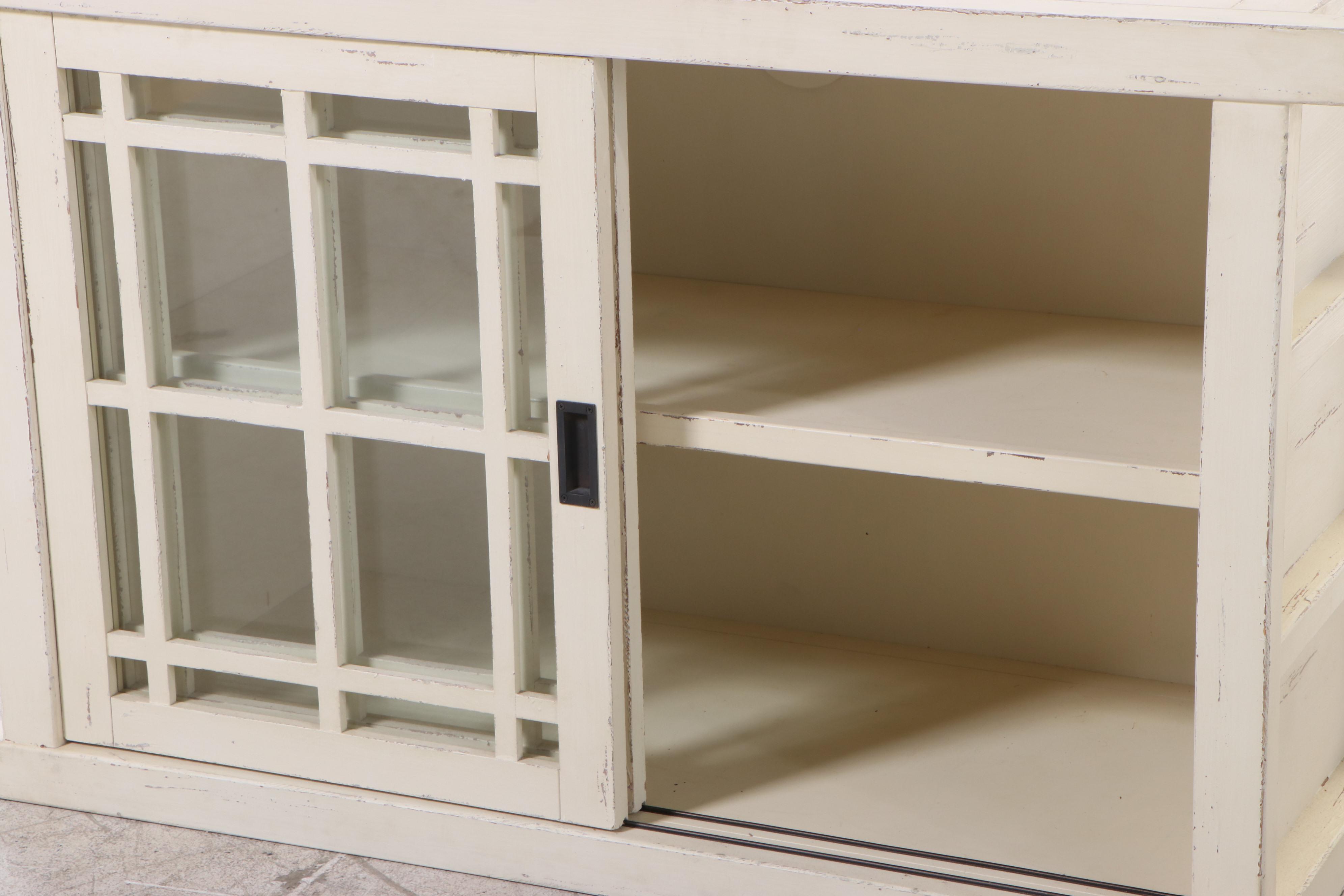 Arhaus Furniture Painted Sliding-Door Media Cabinet