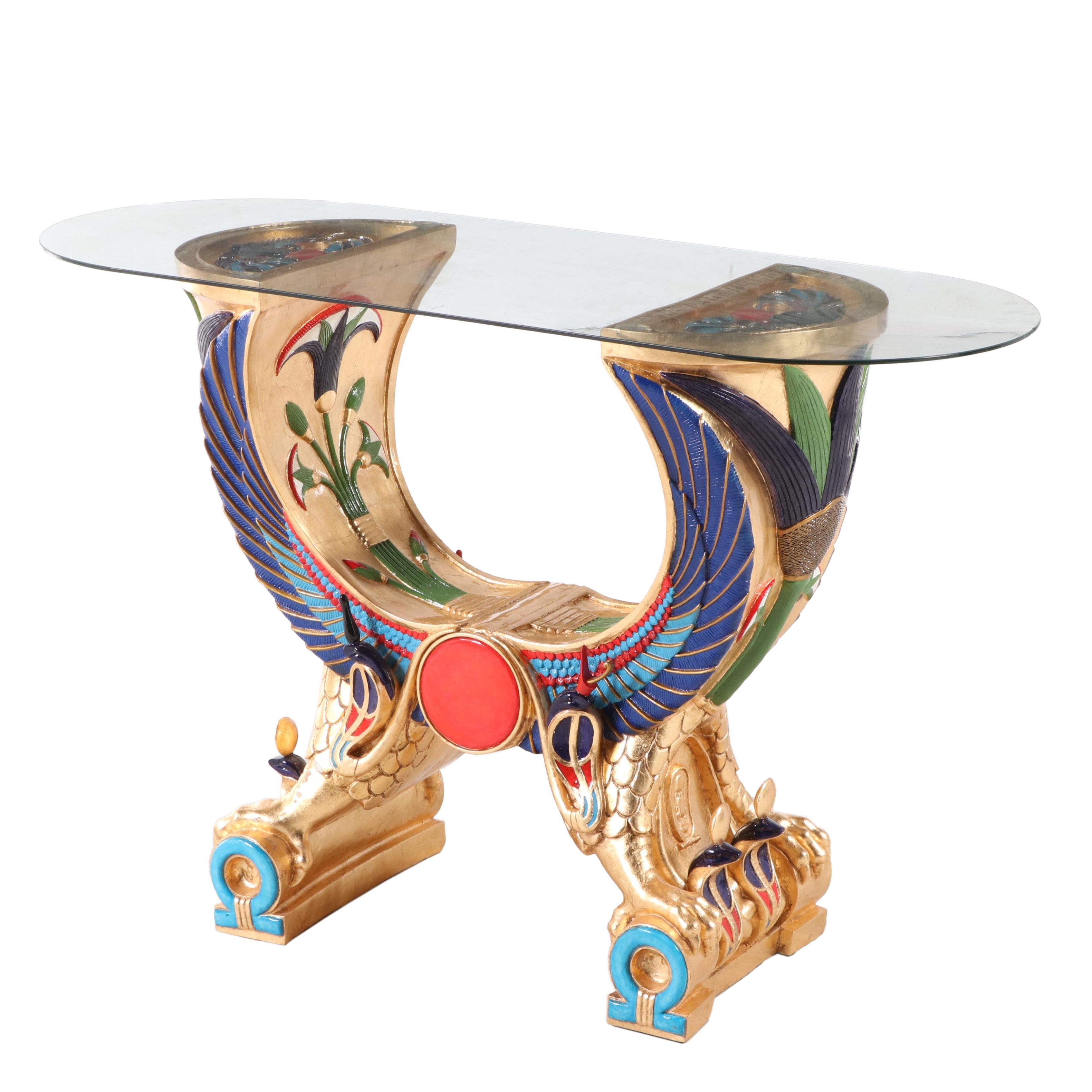 Design Toscano Egyptian Revival Style "Wings of Horus" Parcel-Gilt Console Table