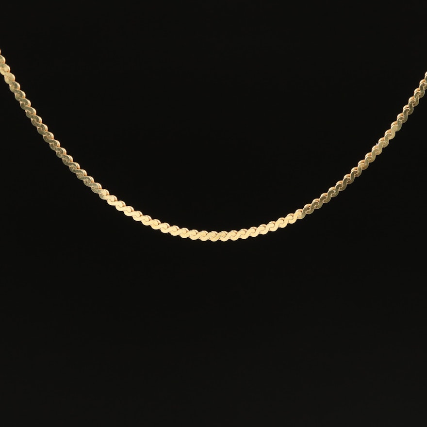 14K Italian Gold Serpentine Chain Necklace