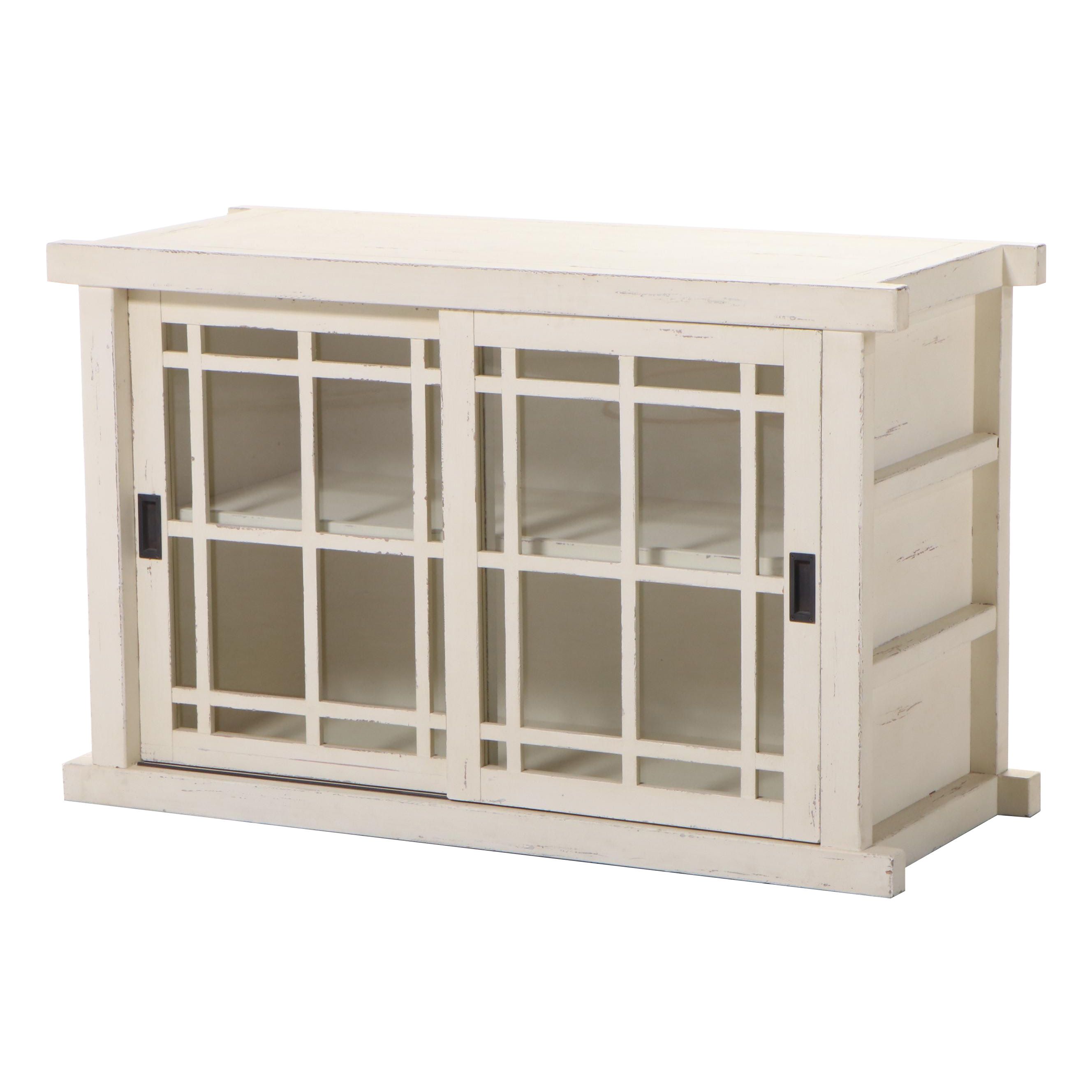 Arhaus Furniture Painted Sliding-Door Media Cabinet