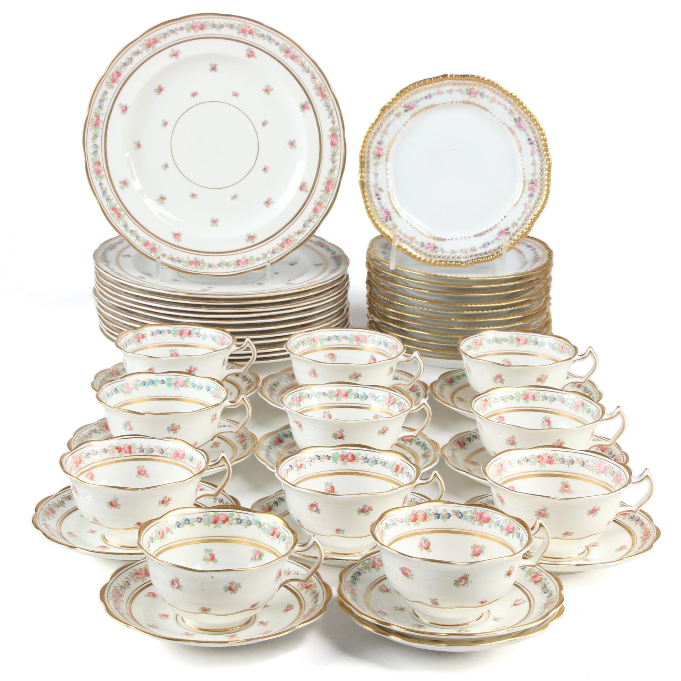 George Jones & Sons Bone China Dinnerware with Limoges Porcelain Dessert Plates