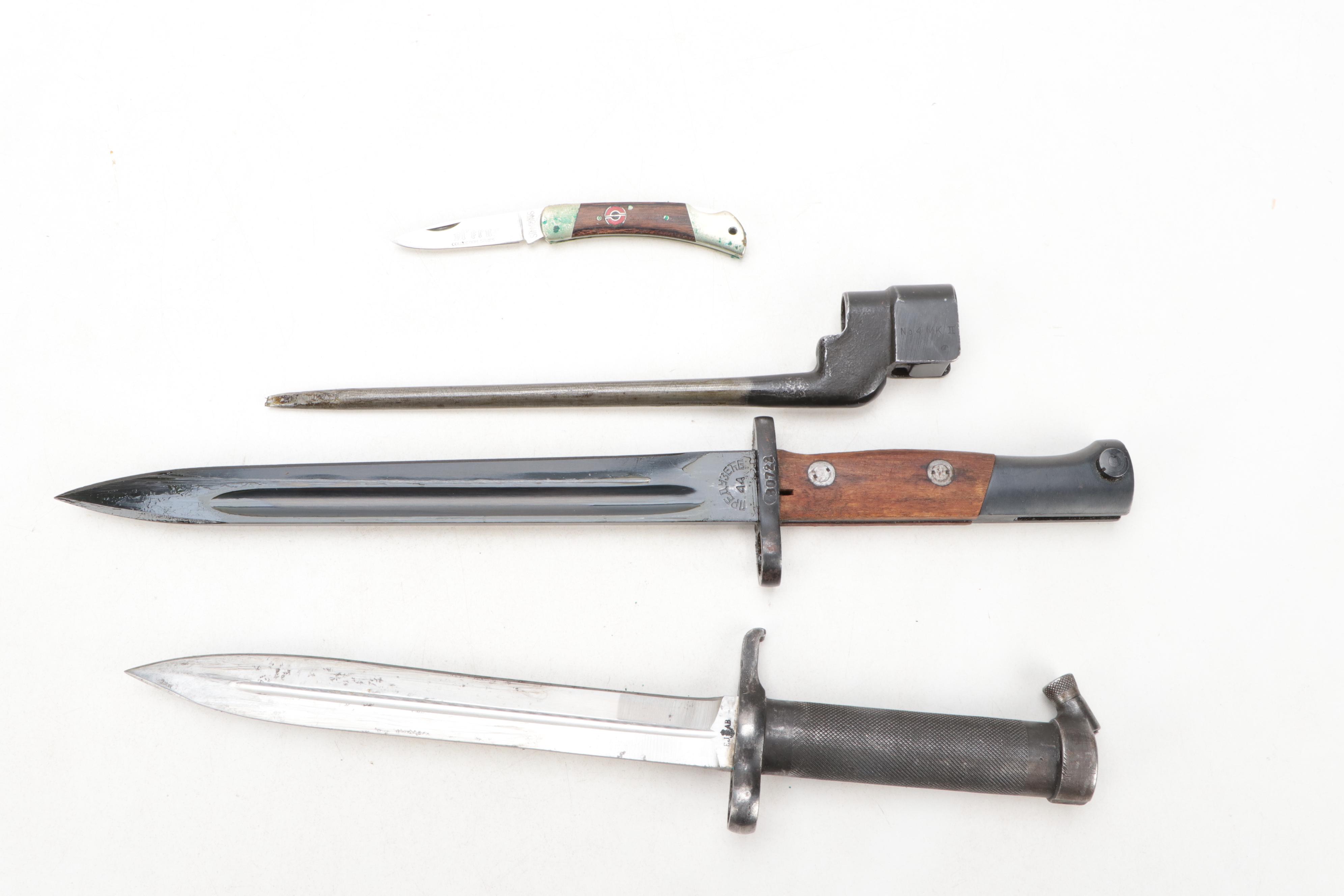 WWII British, Swedish, Yugoslavian Bayonets and Simmons "Ol' Ern" Pocket Knife