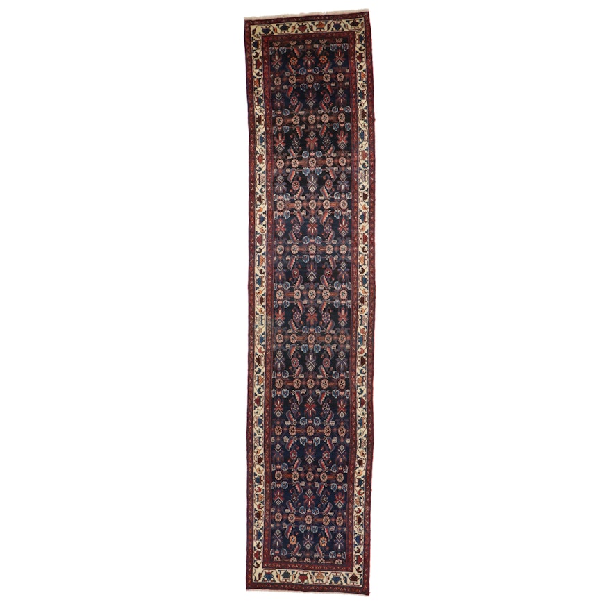 3'5 x 16'7 Hand-Knotted Persian Hamadan Herati Carpet Runner