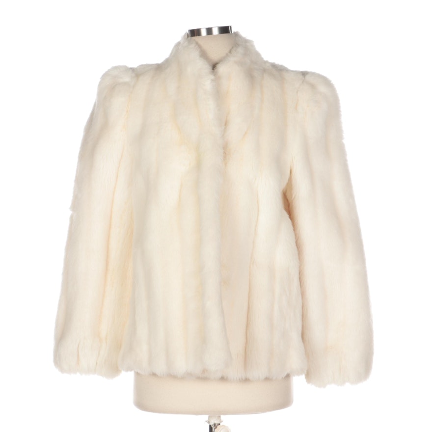 Sasson Juniors Off-White Corded Faux Fur Coat