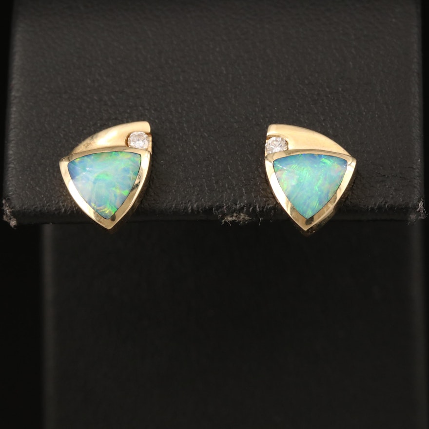 14K Opal and Diamond Earrings