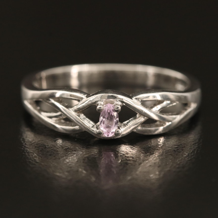 Sterling Amethyst Ring with Woven Shoulders