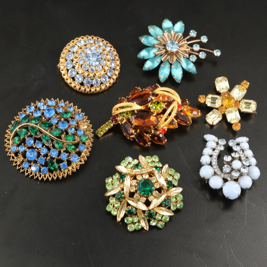 Vintage Rhinestone Brooches Featuring Weiss Co. and Austria