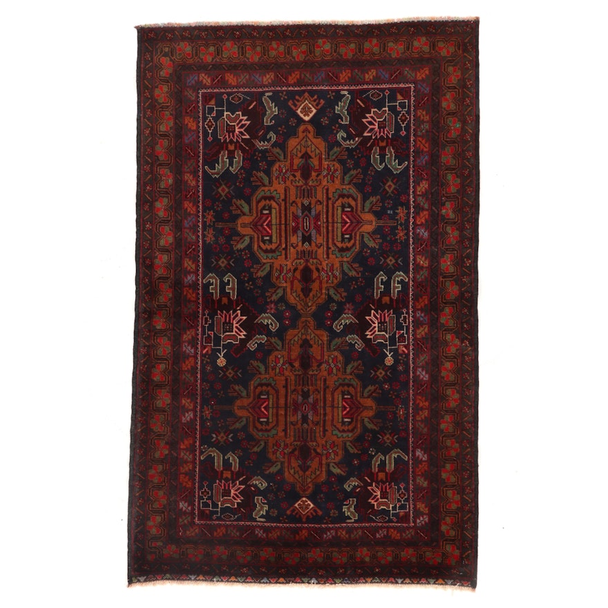 4'1 x 6'7 Hand-Knotted Persian Afshar Area Rug