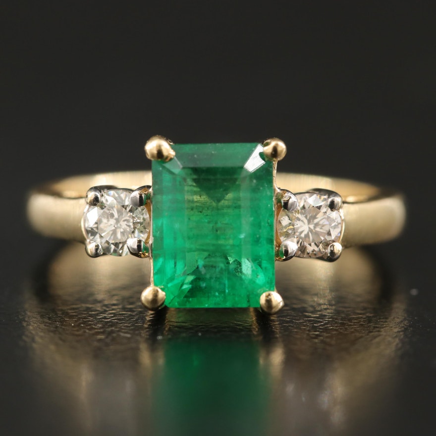 14K 1.48 CT Emerald and 0.22 CTW Diamond Ring