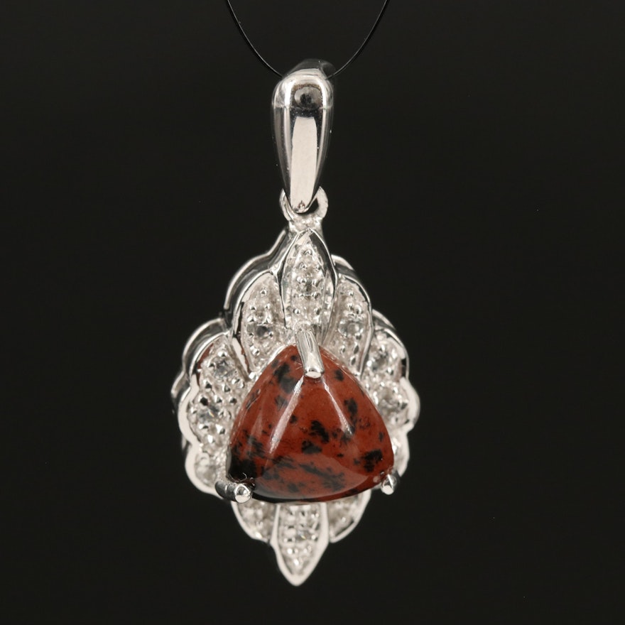 Sterling Mahogany Obsidian and Topaz Pendant