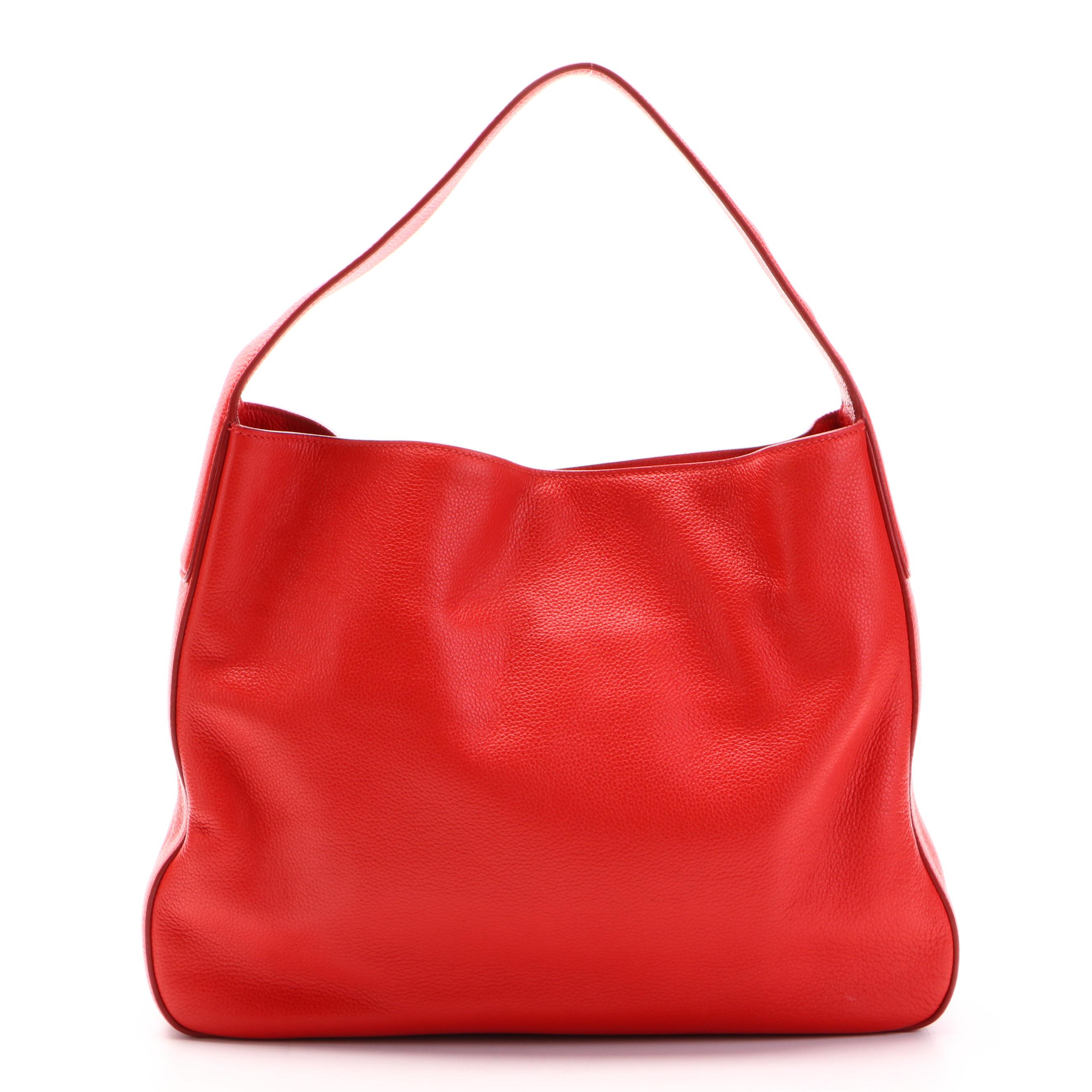 Prada Large Hobo in Red Vitello Daino Leather