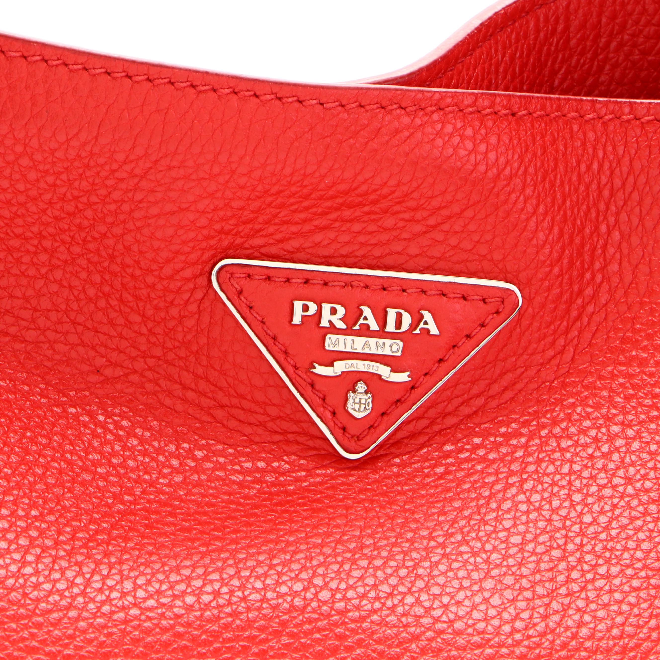 Prada Large Hobo in Red Vitello Daino Leather