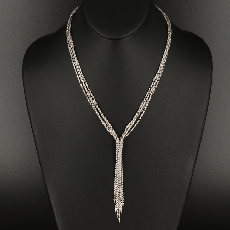 David Yurman "Willow" Sterling and 0.20 CTW Diamond Lariat Necklace