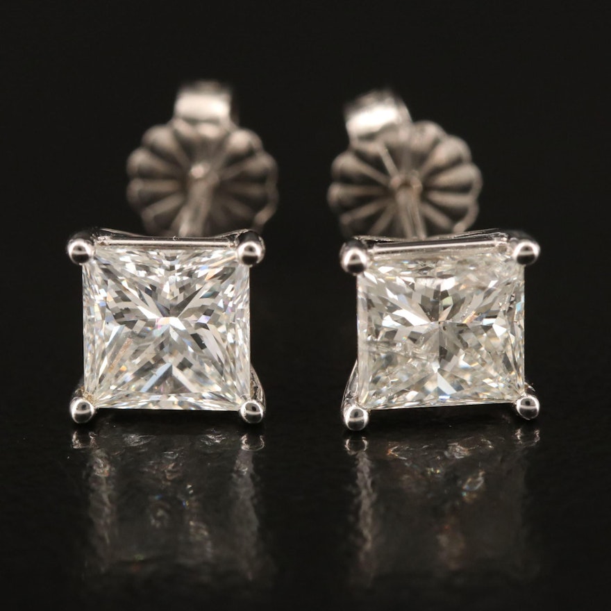 14K 2.42 CTW Diamond Stud Earrings with GIA Report