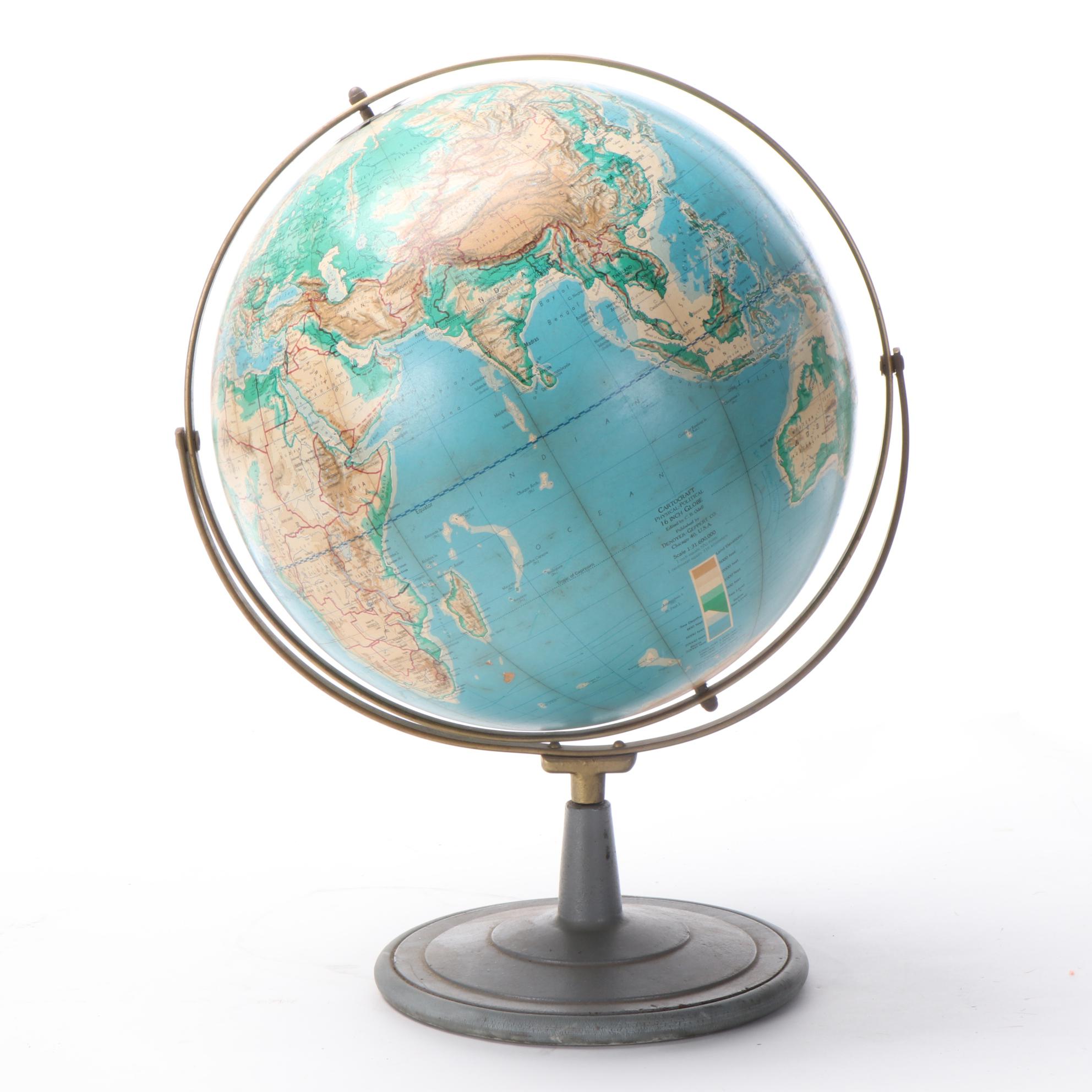 Cartocraft Physical-Political Globe on Stand