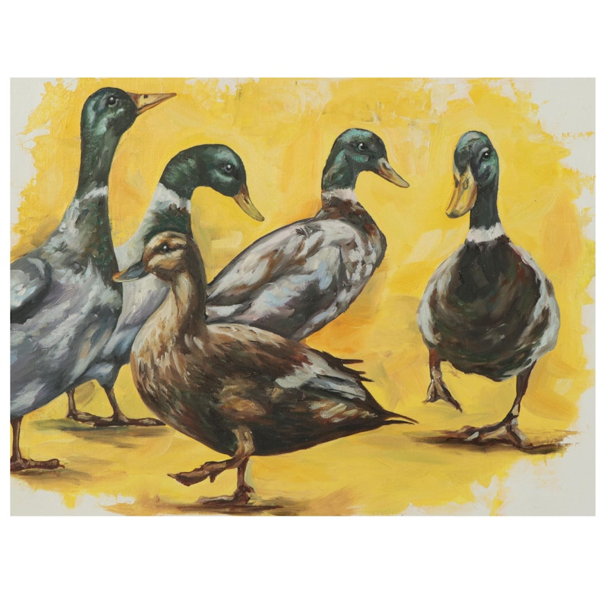 Elena Olkhovskaya Oil Painting of Mallards, 2021