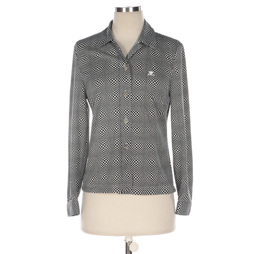 Courrèges Op Art Button-Front Knit Shirt