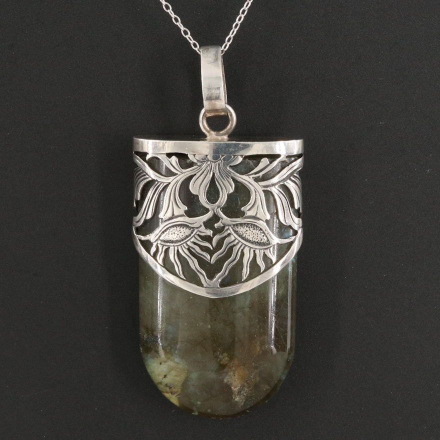 Sterling Silver Labradorite Pendant Necklace