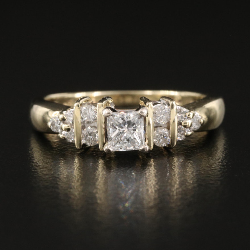 10K Raised Diamond Ring