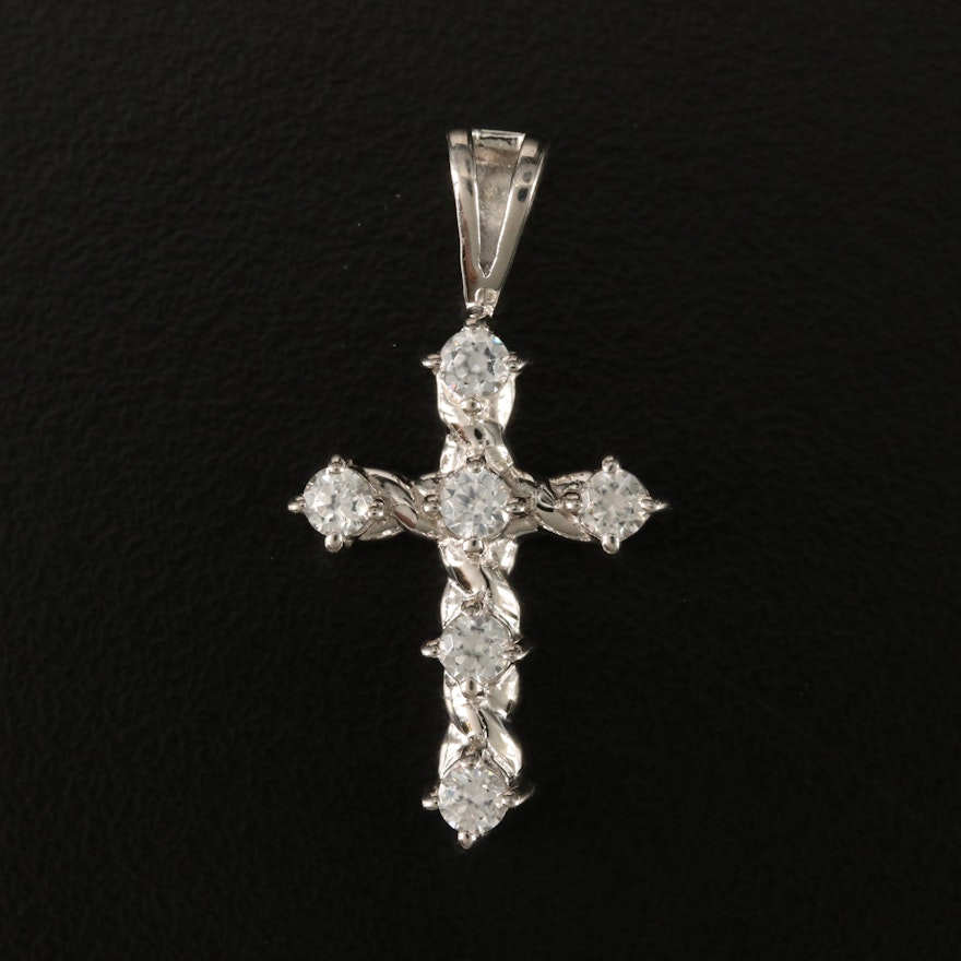 Sterling Zircon Cross Pendant