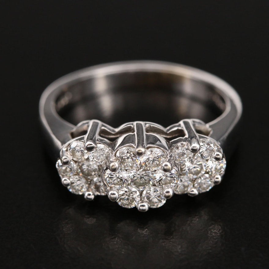 14K 0.75 CTW Diamond Cluster Ring