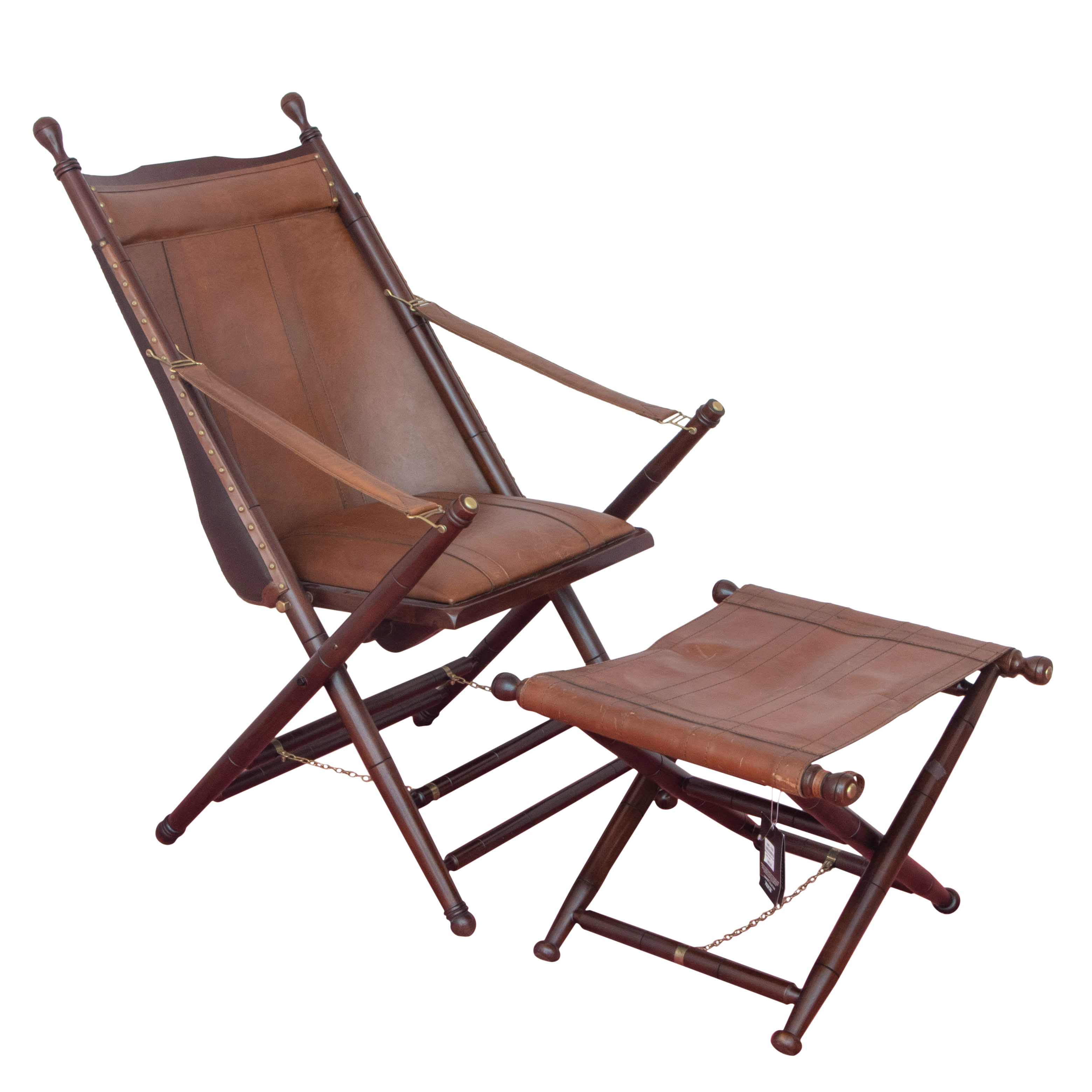 Palecek National Geographic Home Campaign Style Folding Chair and Stool