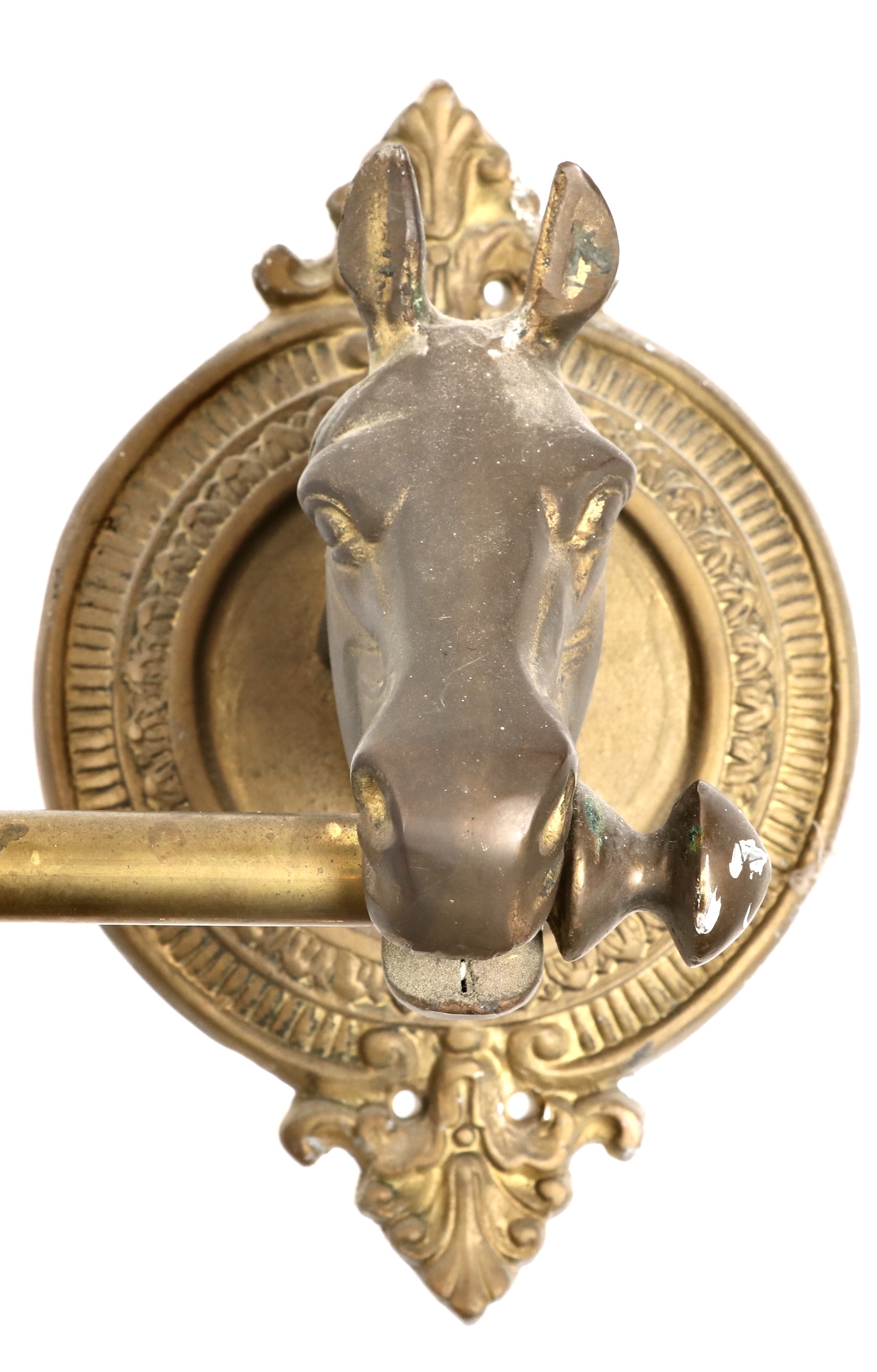 Horse Head Cast Brass Coat and Hat Rack, 20th Century