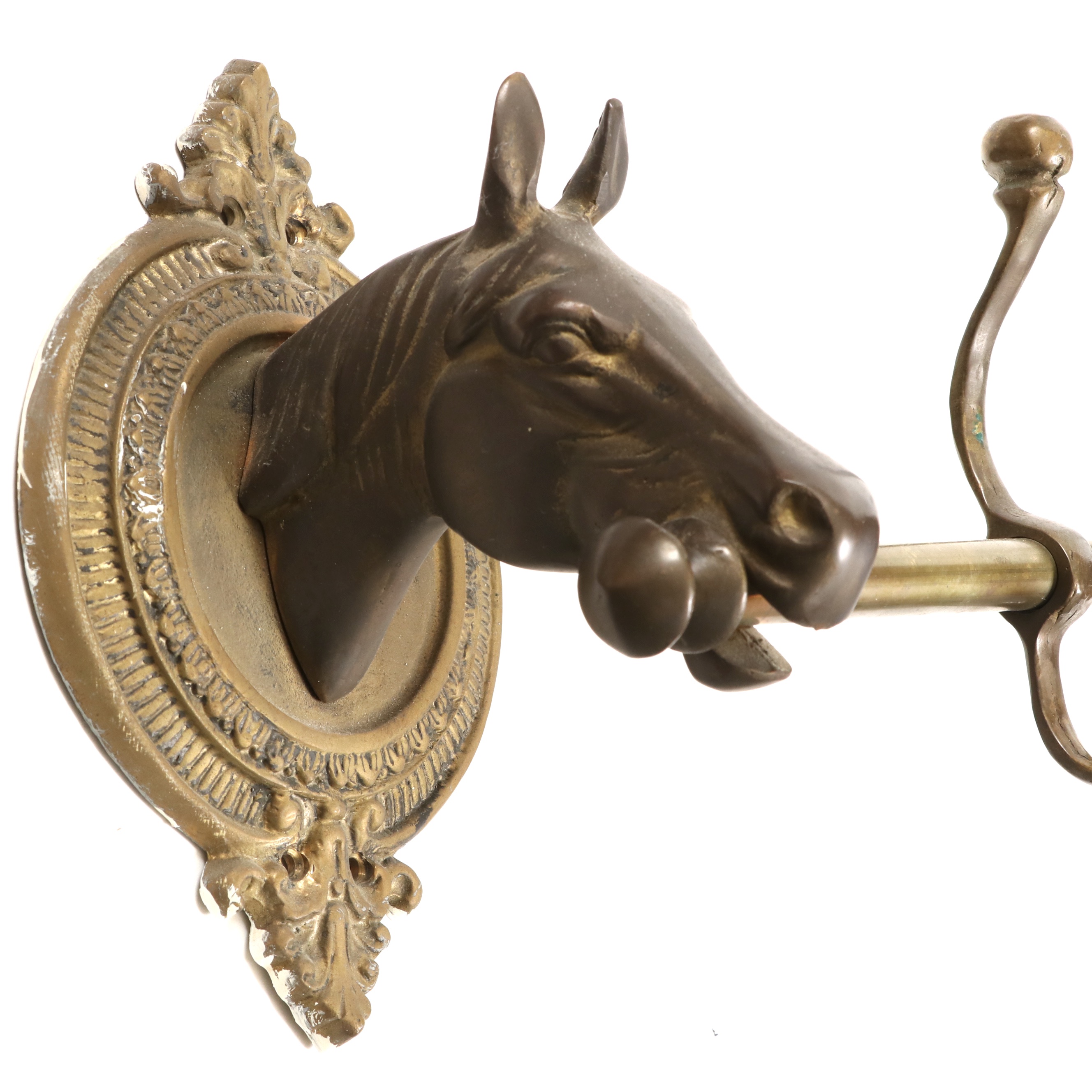 Horse Head Cast Brass Coat and Hat Rack, 20th Century
