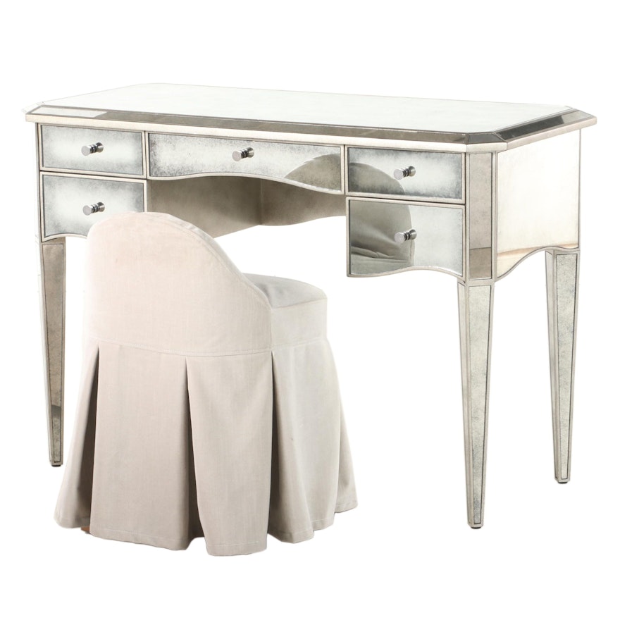 Restoration Hardware "Ava" Mirrored Vanity Table and "Maxine" Stool