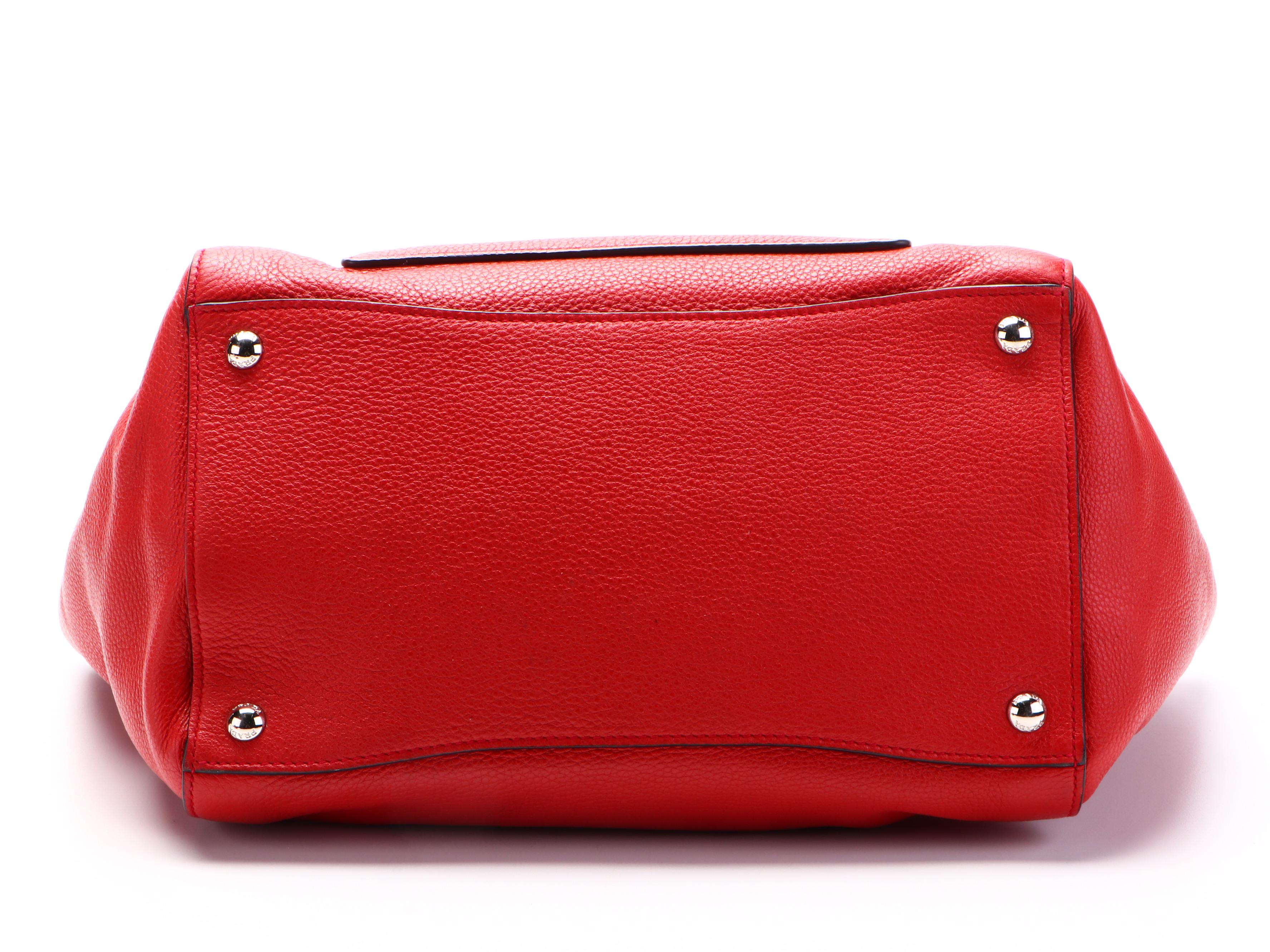 Prada Red Vitello Daino Leather Front Pocket Wing Convertible Tote
