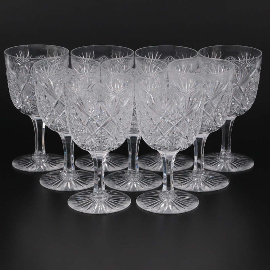 American Brilliant Style Crystal Goblets, 20th Century