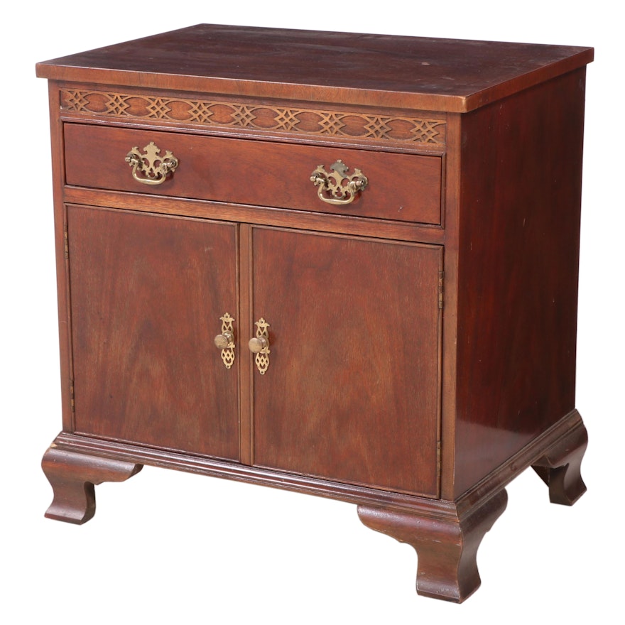 Baker Chippendale Style Mahogany Bedside Cabinet