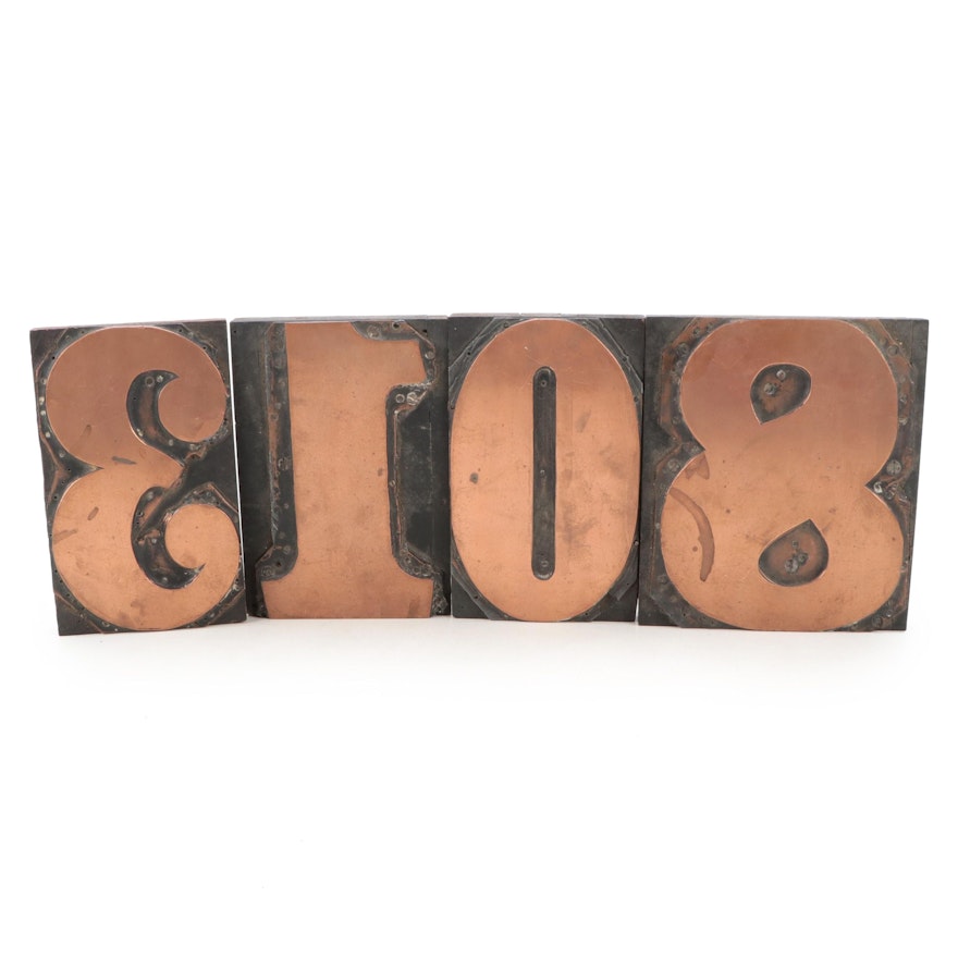 Mounted Copper Number Letter Press Printing Plates