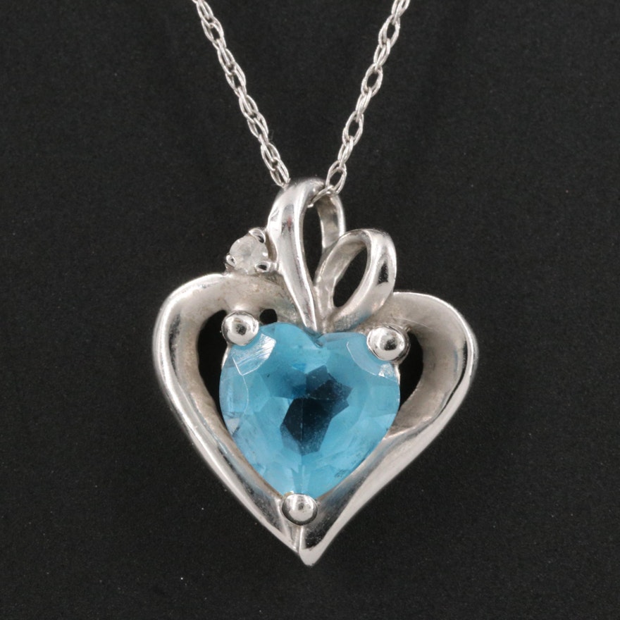 10K Topaz Heart Necklace with 14K Clasp