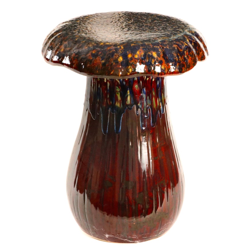 Glazed Ceramic Mushroom Garden Stool