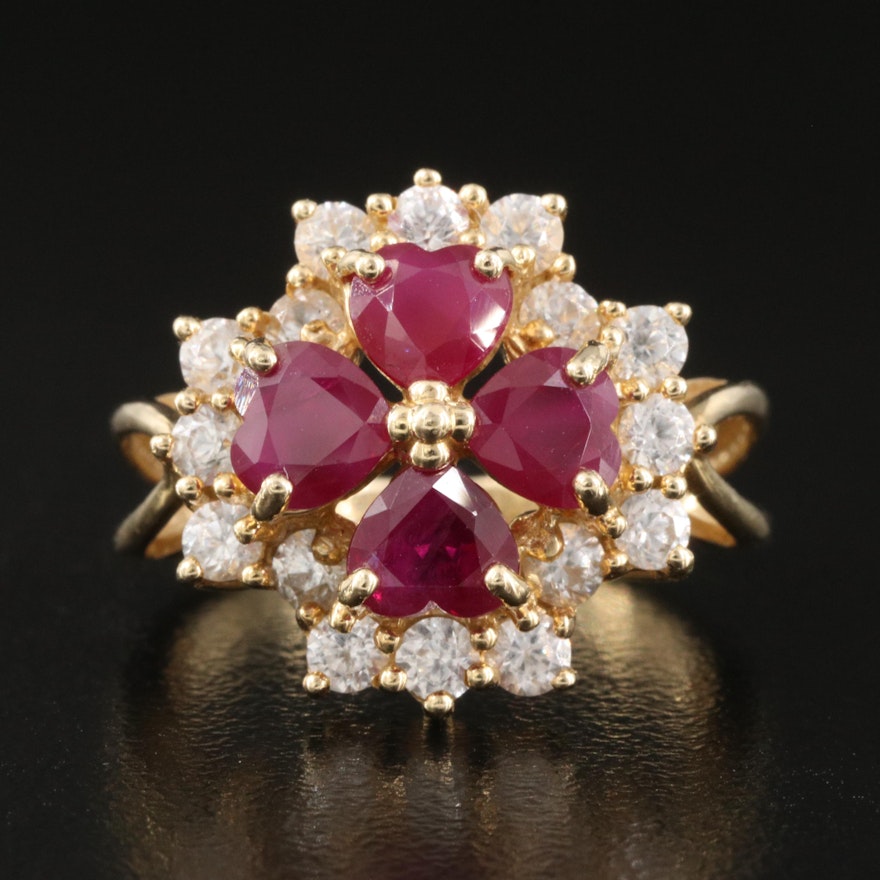 14K Ruby and White Zircon Ring