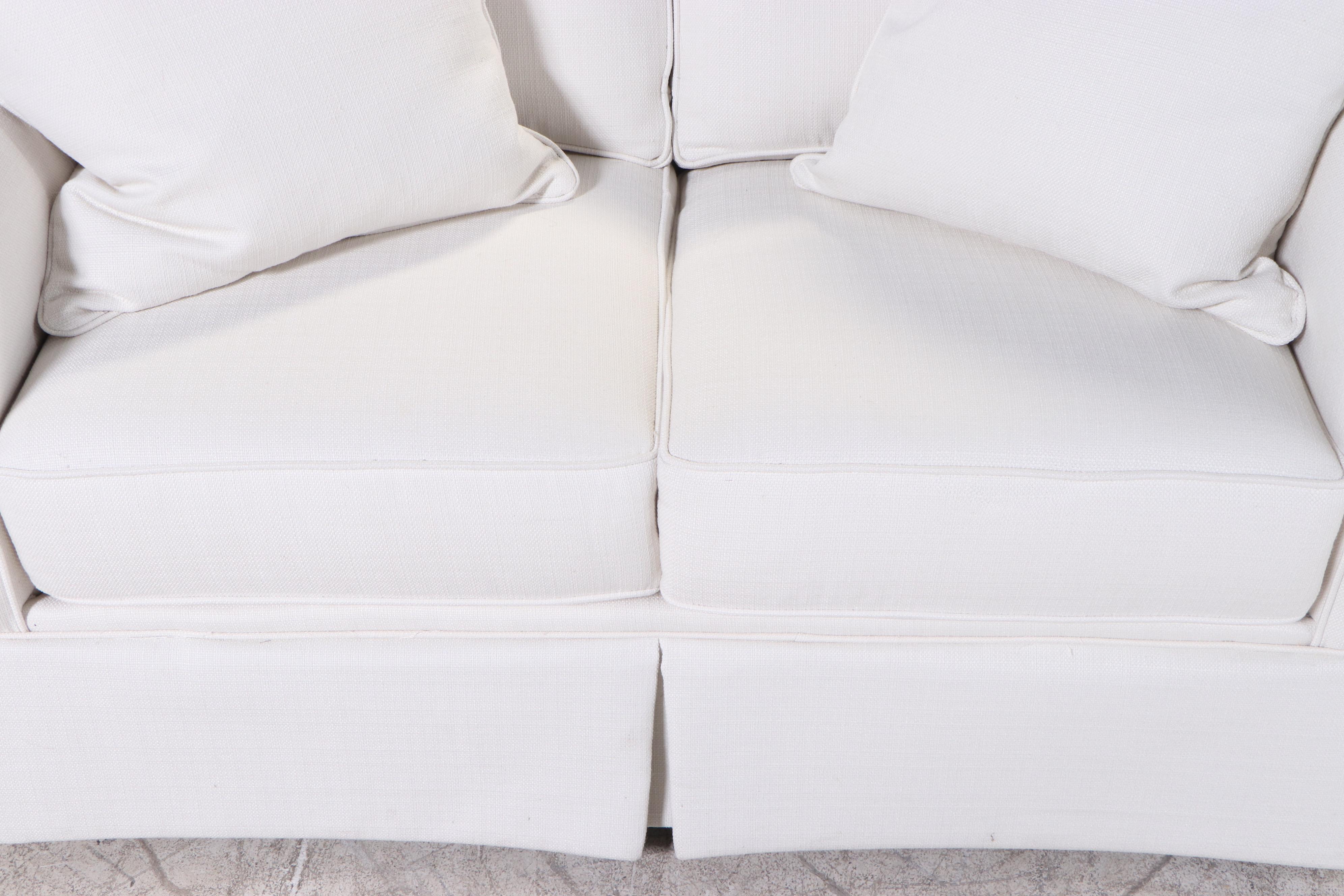 Havertys Furniture "Lacey" Ivory-Upholstered Roll-Arm Loveseat