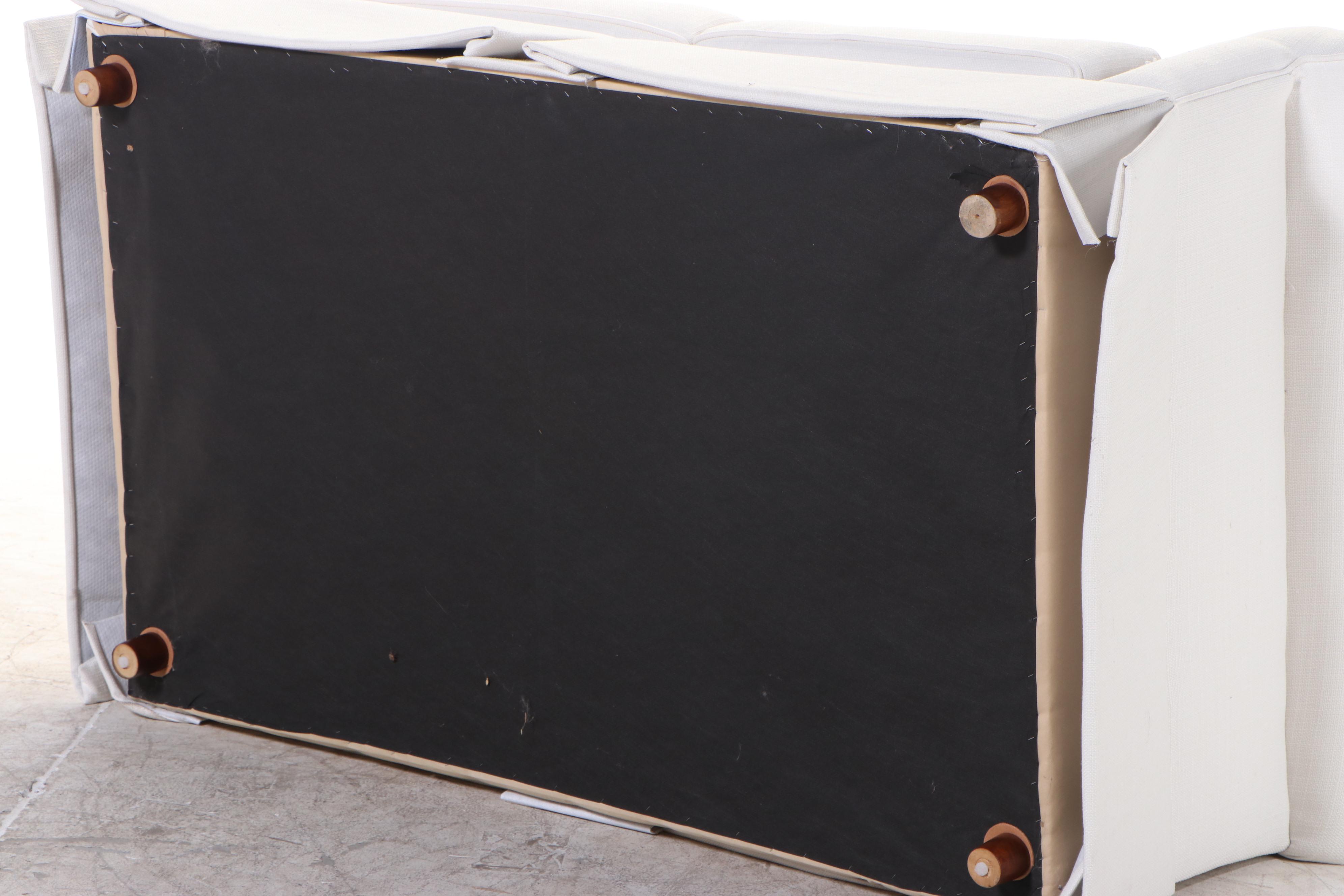 Havertys Furniture "Lacey" Ivory-Upholstered Roll-Arm Loveseat