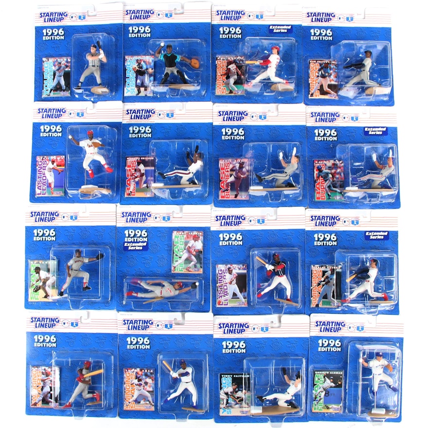 1996 Kenner "Starting Lineup" MLB Action Figures with Griffey, Larkin, and Sosa