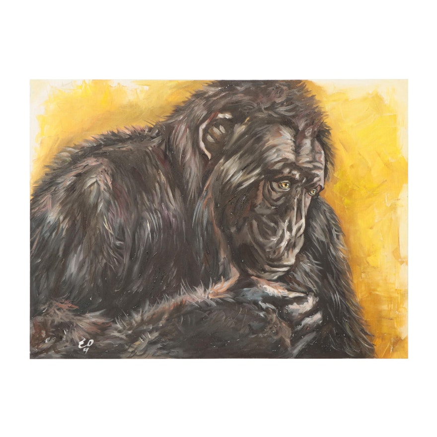 Elena Olkhovskaya Oil Painting of an Ape, 2021