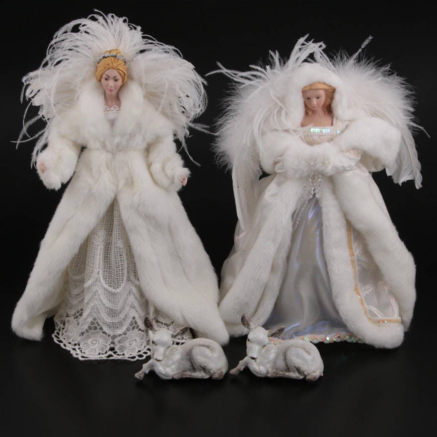The Silky Way Angel Christmas Tree Toppers and Lamb Figurines