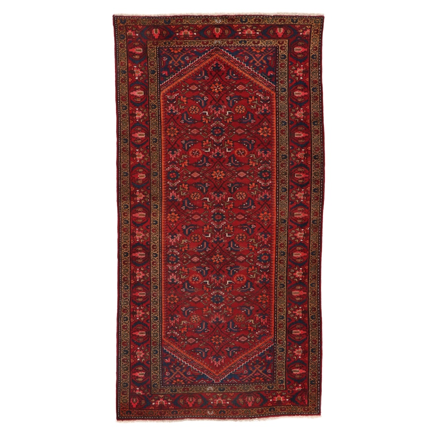 5'2 x 10'3 Hand-Knotted Persian Zanjan Pictorial Area Rug