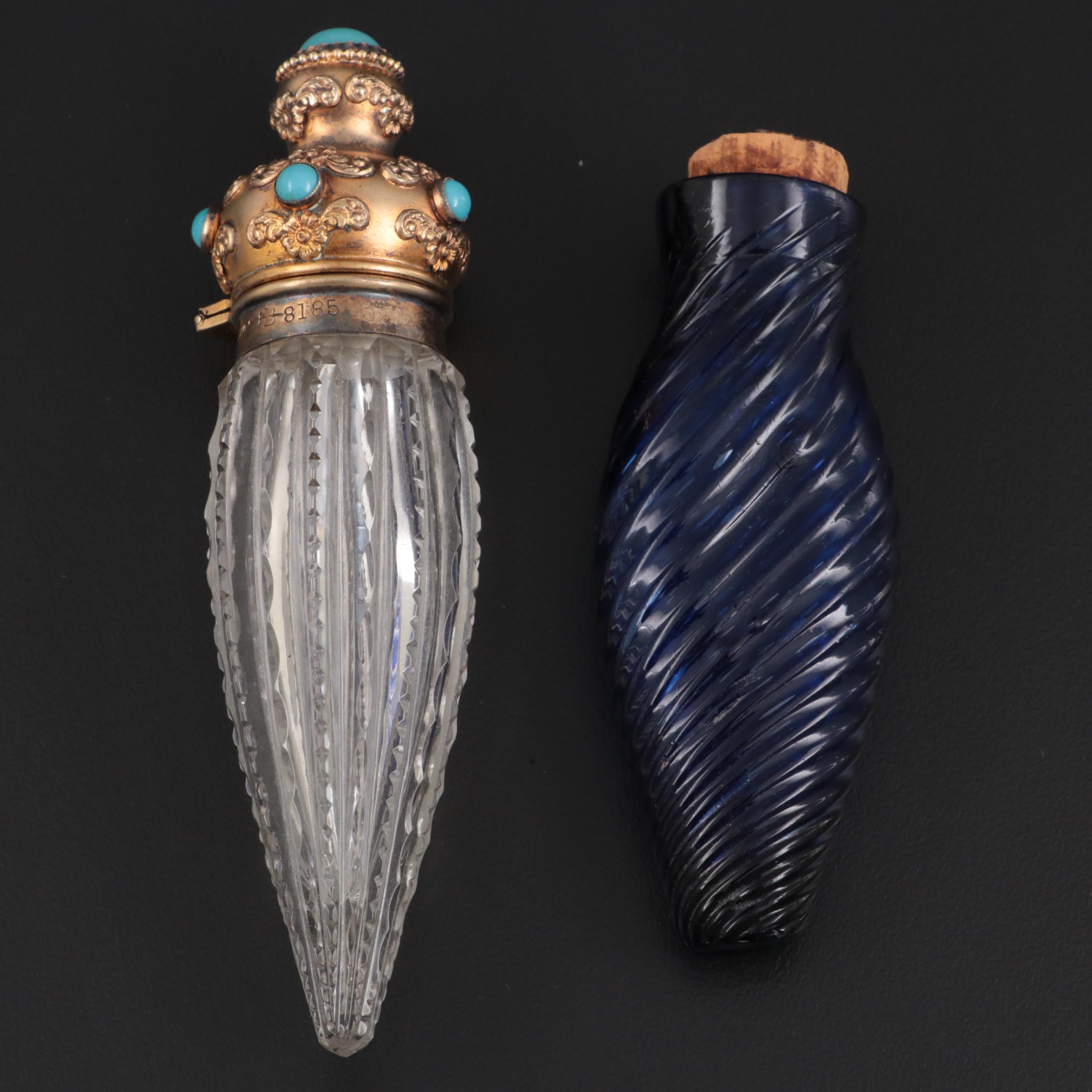 Blackinton Sterling and Glass Perfume Chatelaine with Other Perfume Bottles