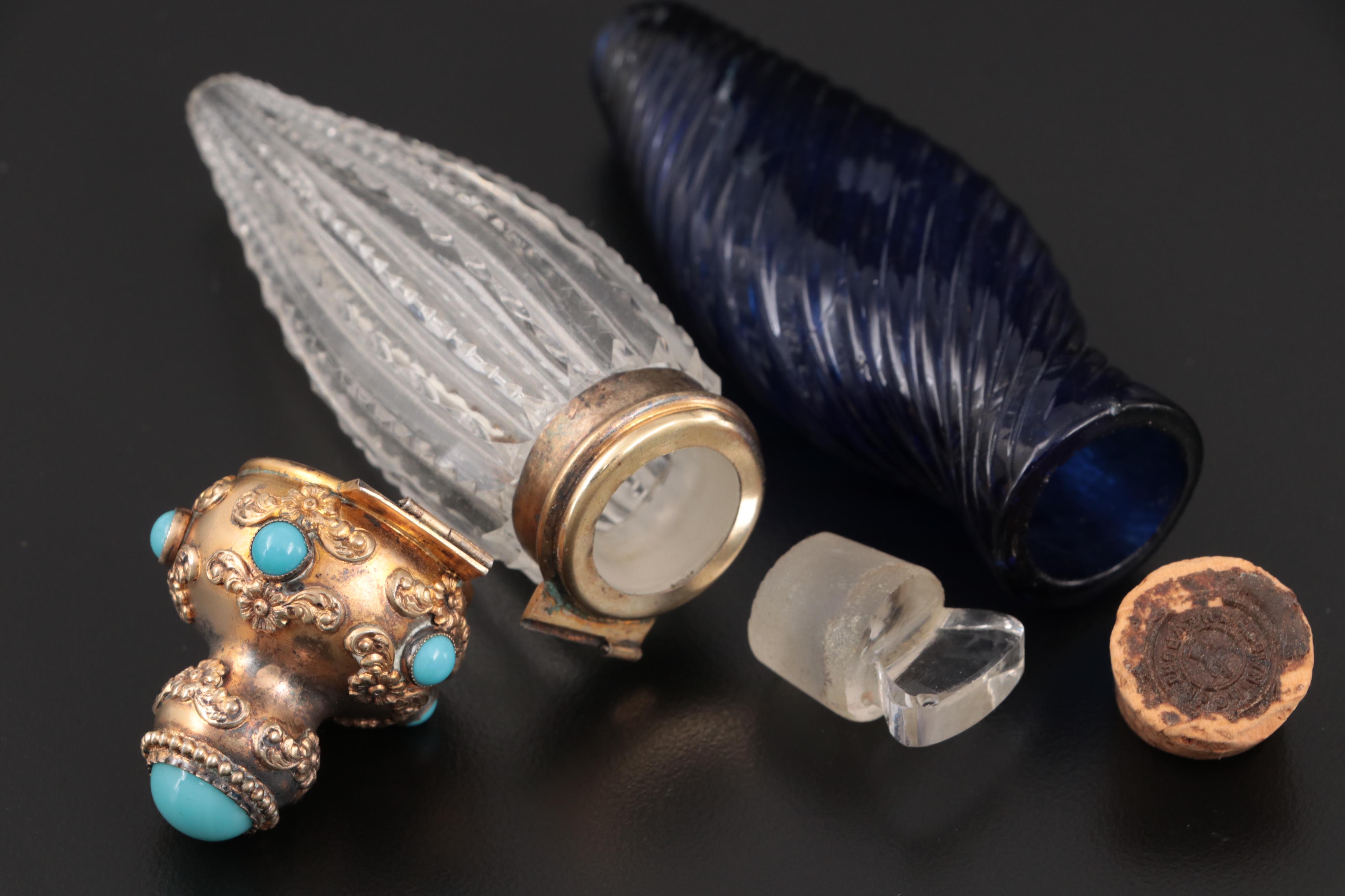 Blackinton Sterling and Glass Perfume Chatelaine with Other Perfume Bottles